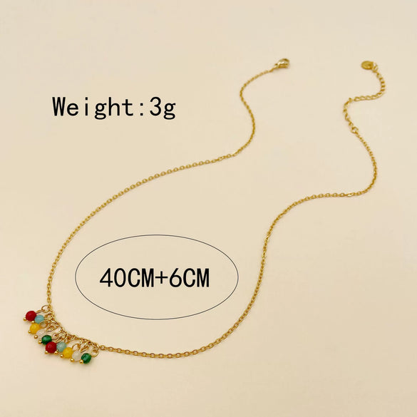 Baroque Pearl Crystal Stone Minimalist Exquisite Titanium Steel Necklace With Electroplating