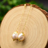 Baroque Pearl Earrings For Women 925 Silver Needle 18K Real Gold Electroplated Geometric Style