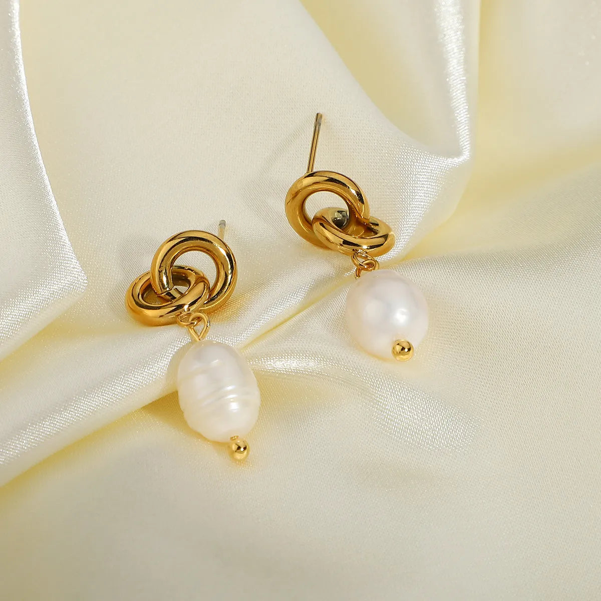 Baroque Pearl Gold-plated Stainless Steel Chain Drop Earrings