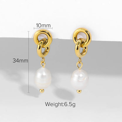 Baroque Pearl Gold-plated Stainless Steel Chain Drop Earrings