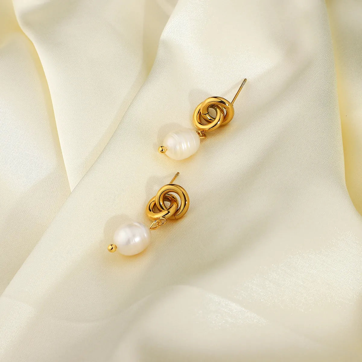 Baroque Pearl Gold-plated Stainless Steel Chain Drop Earrings