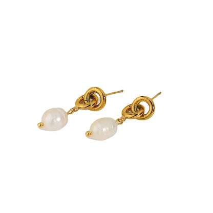 Baroque Pearl Gold-plated Stainless Steel Chain Drop Earrings