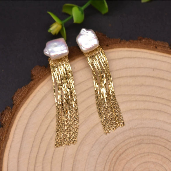Baroque Pearl Tassel Earrings With 925 Silver Needle Retro Niche Temperament Jewelry For Women Original Design Geometric Shape Natural Pearl Wholesale