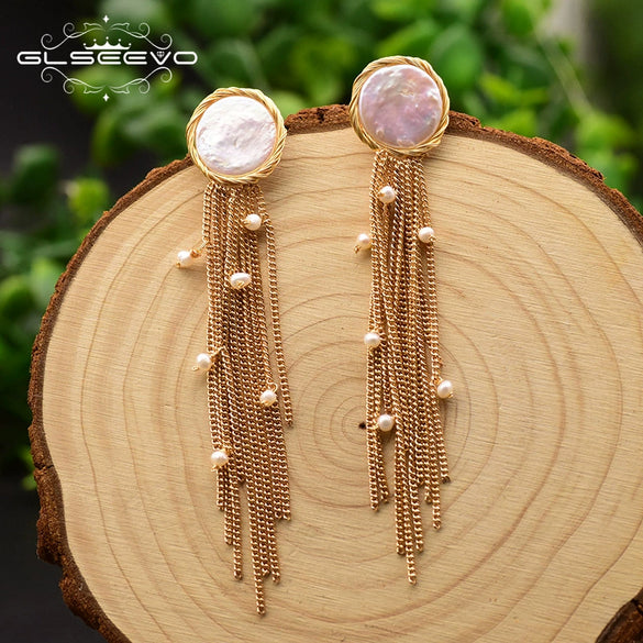 Baroque Pearl Tassel Earrings With 925 Silver Needle Retro Niche Temperament Jewelry For Women Original Design Geometric Shape Natural Pearl Wholesale