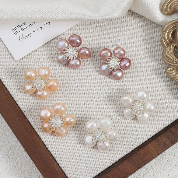 Baroque Petal Pearl Earrings S925 Silver Needle Handwoven Alien Shape Natural Freshwater Pearls For Women