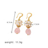 Baroque Pink Crystal Pomegranate Freshwater Pearl Titanium Steel Handmade Geometric Women's Earrings