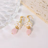 Baroque Pink Crystal Pomegranate Freshwater Pearl Titanium Steel Handmade Geometric Women's Earrings