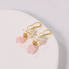 Baroque Pink Crystal Pomegranate Freshwater Pearl Titanium Steel Handmade Geometric Women's Earrings