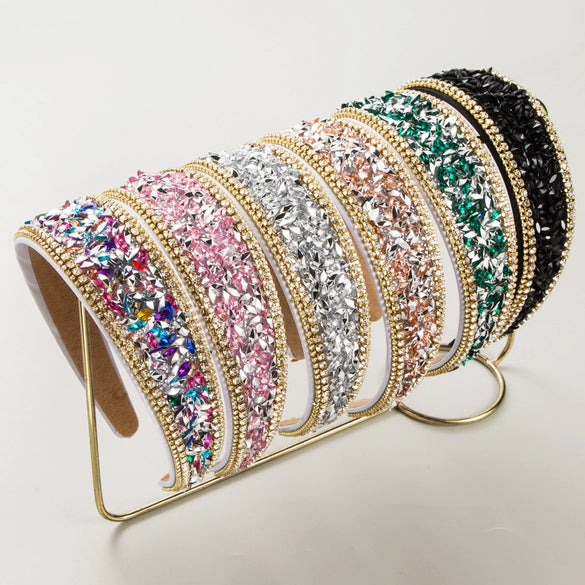Baroque Rhinestone Crystal Headband Women's Geometric Hair Accessories