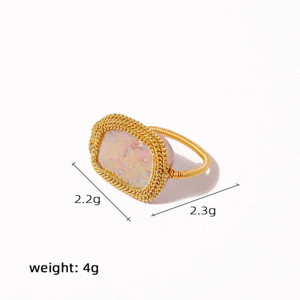 Baroque Ring Natural Freshwater Pearl Flower Handmade Women's Jewelry