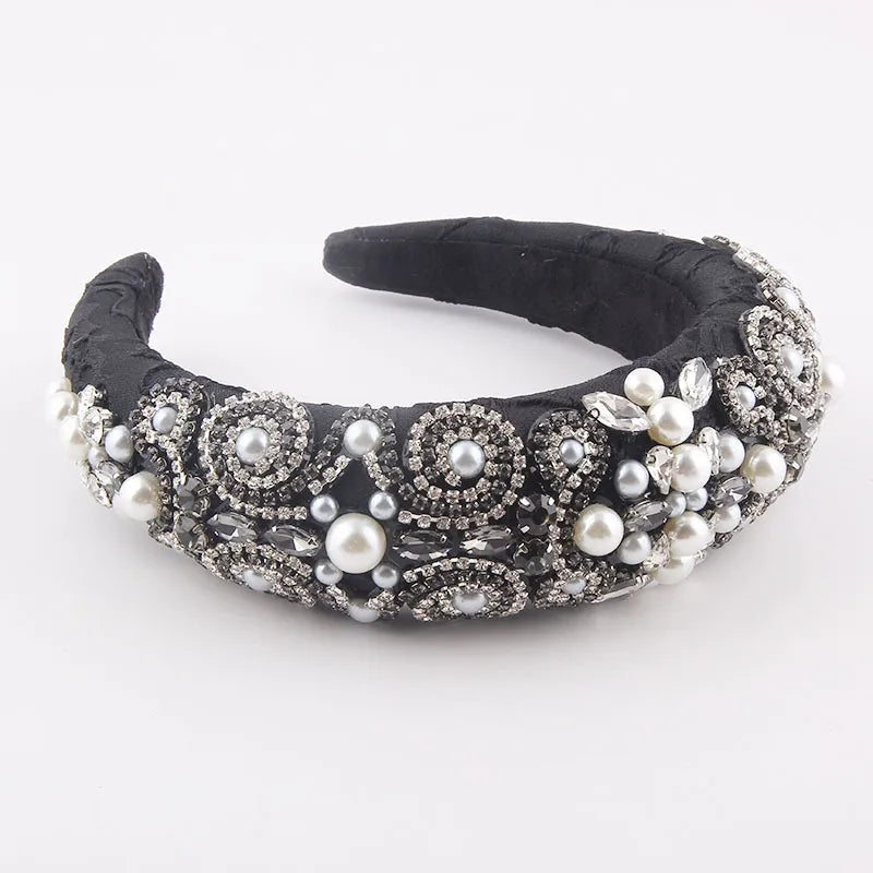 Baroque Sponge Diamond-Studded Color Pearl Headband