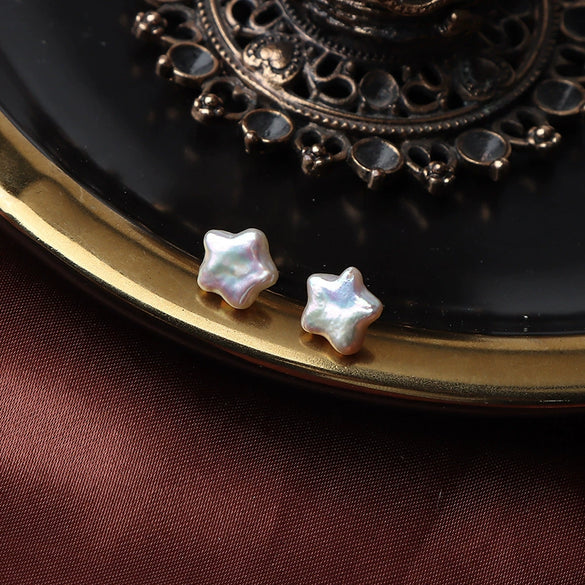 Baroque Star Pearl Earrings S925 Silver Needle Natural Freshwater Pearl Minimalist Women's