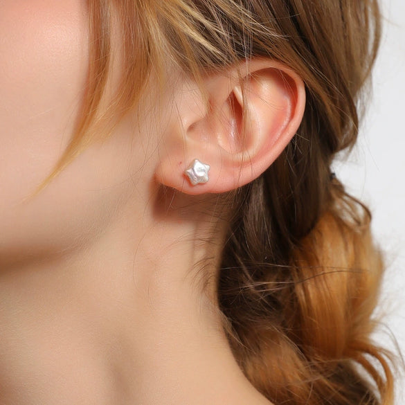 Baroque Star Pearl Earrings S925 Silver Needle Natural Freshwater Pearl Minimalist Women's