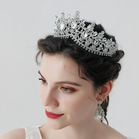 Baroque Style Alloy Rhinestone Bridal Crown Headpiece For Women Luxury Wedding Hair Accessory