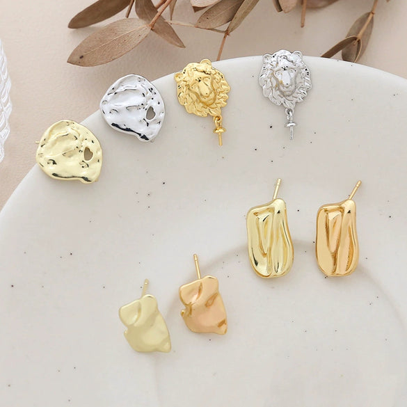 Baroque Style Copper Clad Gold Color Diy Handmade Hanging Earrings With Baking Paint