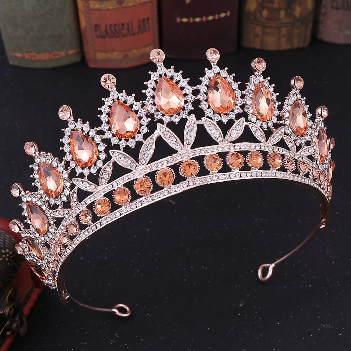 Baroque Style Crown Alloy Inlay Crystal Rhinestones Crown 1 Piece