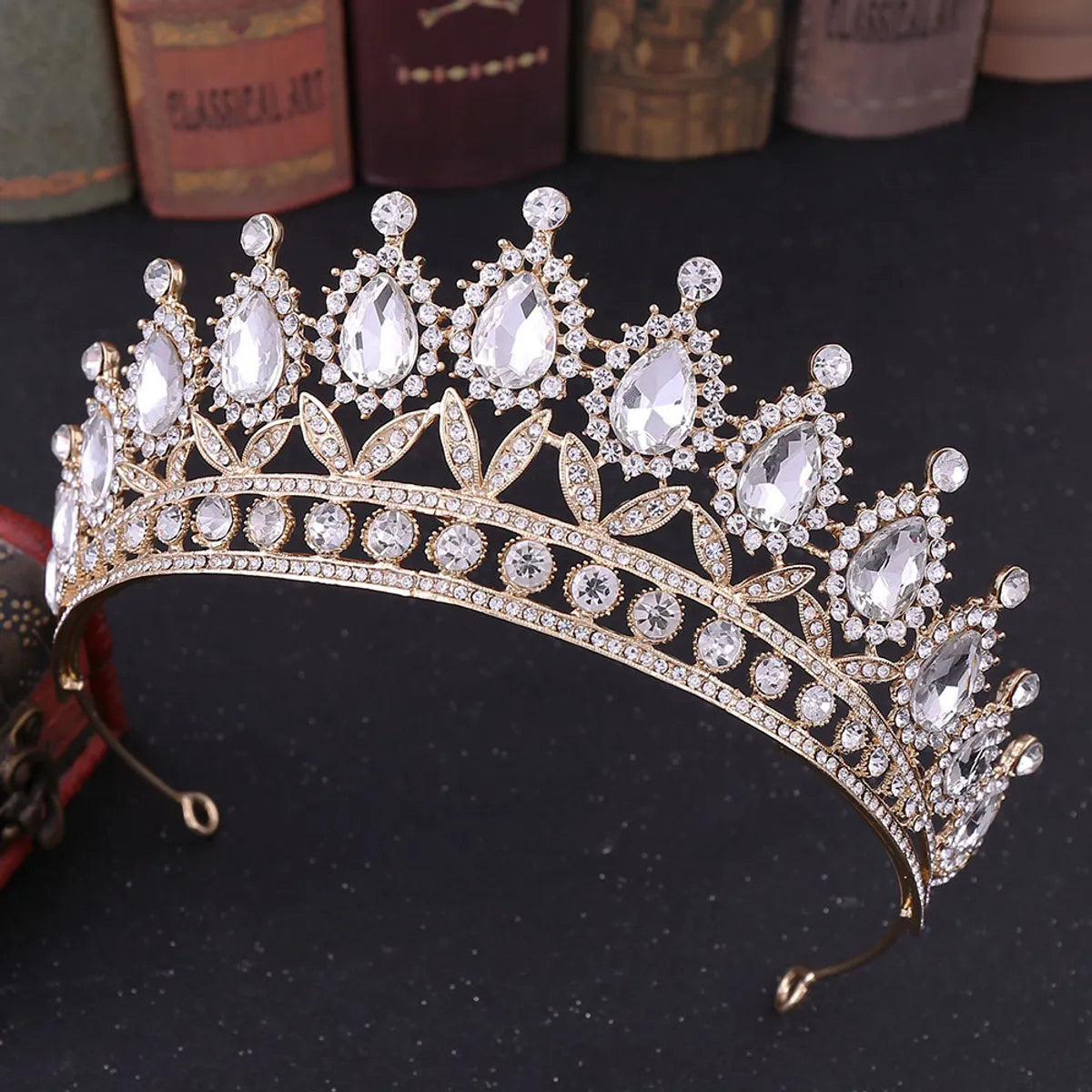 Baroque Style Crown Alloy Inlay Crystal Rhinestones Crown 1 Piece