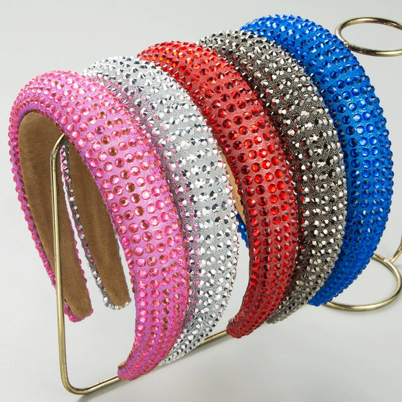 Baroque Style Diamond Inlaid Sponge Headband For Women