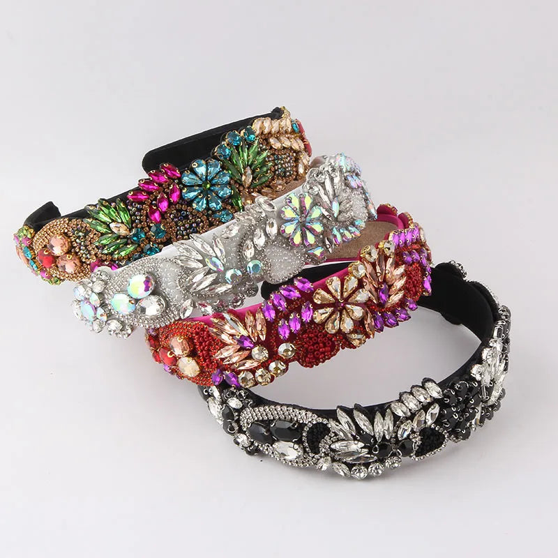 Baroque Style Flower Rhinestone Inlay Hair Band