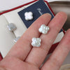 Baroque Style Freshwater Pearl 925 Silver Needle Four Leaf Clover Earrings For Women