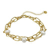 Baroque Style Freshwater Pearl Stainless Steel Jewelry Bracelet With Electroplating