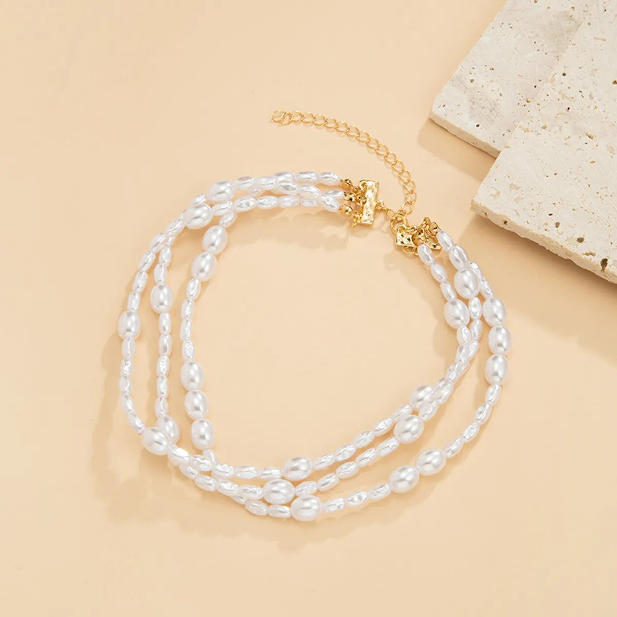 Baroque Style Geometric Artificial Pearl Plating Women's Necklace