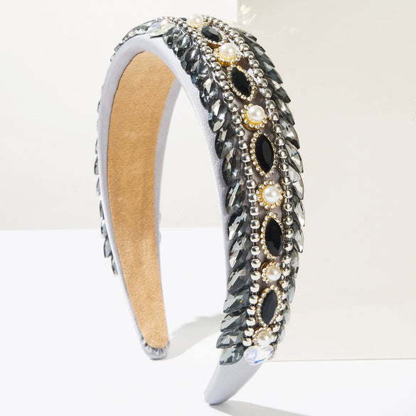 Baroque Style Headband With Imitation Pearls And Diamonds