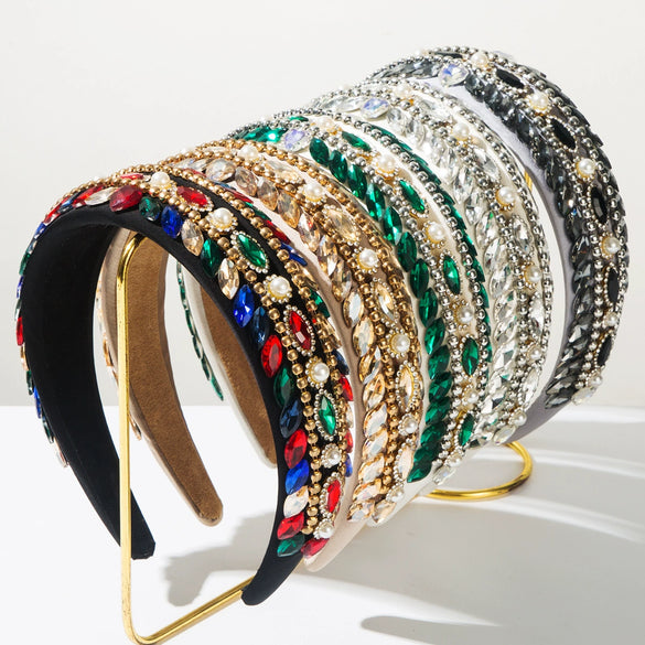 Baroque Style Headband With Imitation Pearls And Diamonds