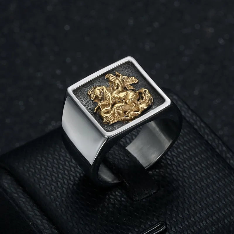 Baroque Style Human Animal Dragon Stainless Steel Asymmetrical Plating Men'S Rings