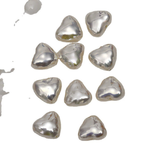 Baroque Style Love Heart Plastic Resin Imitation Shell Pearl Handmade Electroplated Ear Jewelry Accessories Material
