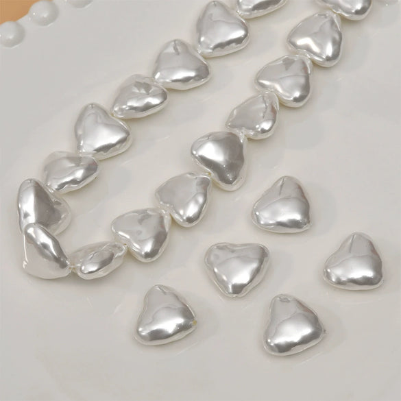 Baroque Style Love Heart Plastic Resin Imitation Shell Pearl Handmade Electroplated Ear Jewelry Accessories Material