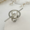 Baroque Style Metal Imitation Pearl Pleated Flower Ring For Women With Electroplating