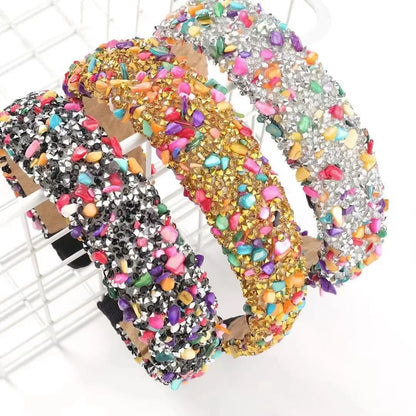 Baroque Style Multicolor Plastic Resin Diamond Hair Band