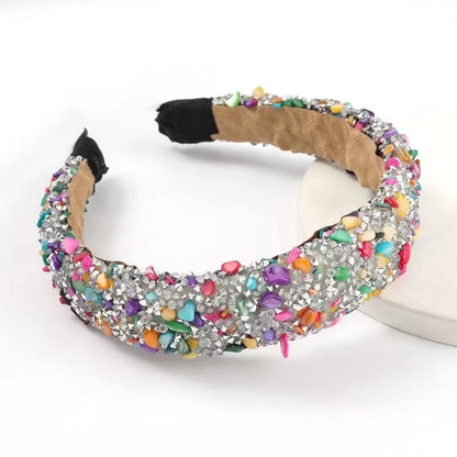 Baroque Style Multicolor Plastic Resin Diamond Hair Band