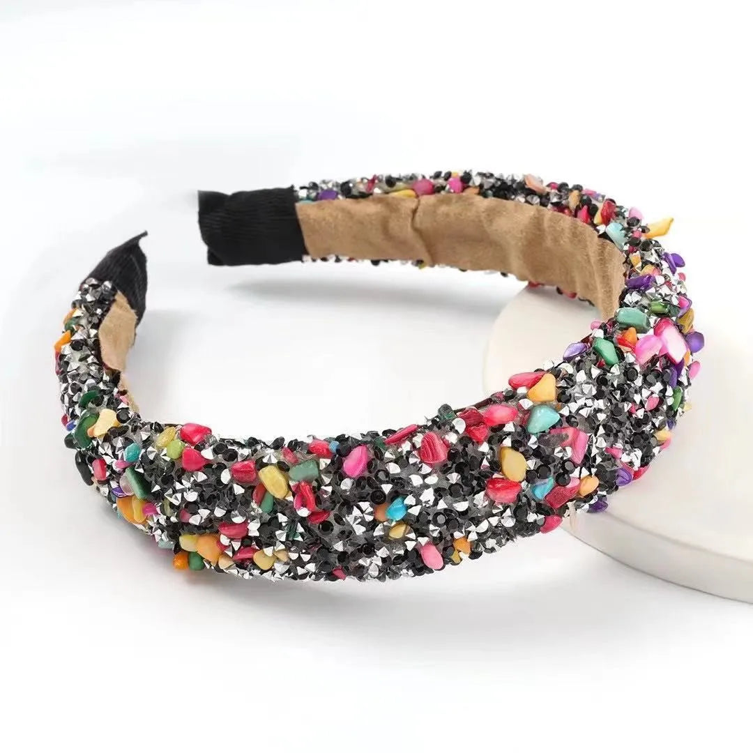 Baroque Style Multicolor Plastic Resin Diamond Hair Band