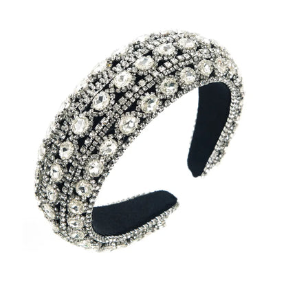 Women'S Baroque Style Oval Cloth Inlay Rhinestones Glass Hair Band