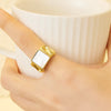 Baroque Style Punk Square Stainless Steel Titanium Steel Plating Inlay Zircon Gold Plated Rings