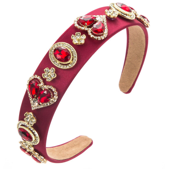 Baroque Style Rhinestone Glass Drill Heart Headband For Women