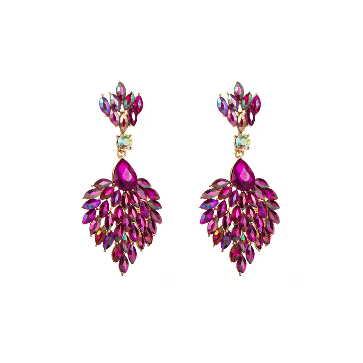 Baroque Style Shiny Water Droplets Alloy Plating Inlay Rhinestones Glass Gold Plated Women'S Drop Earrings