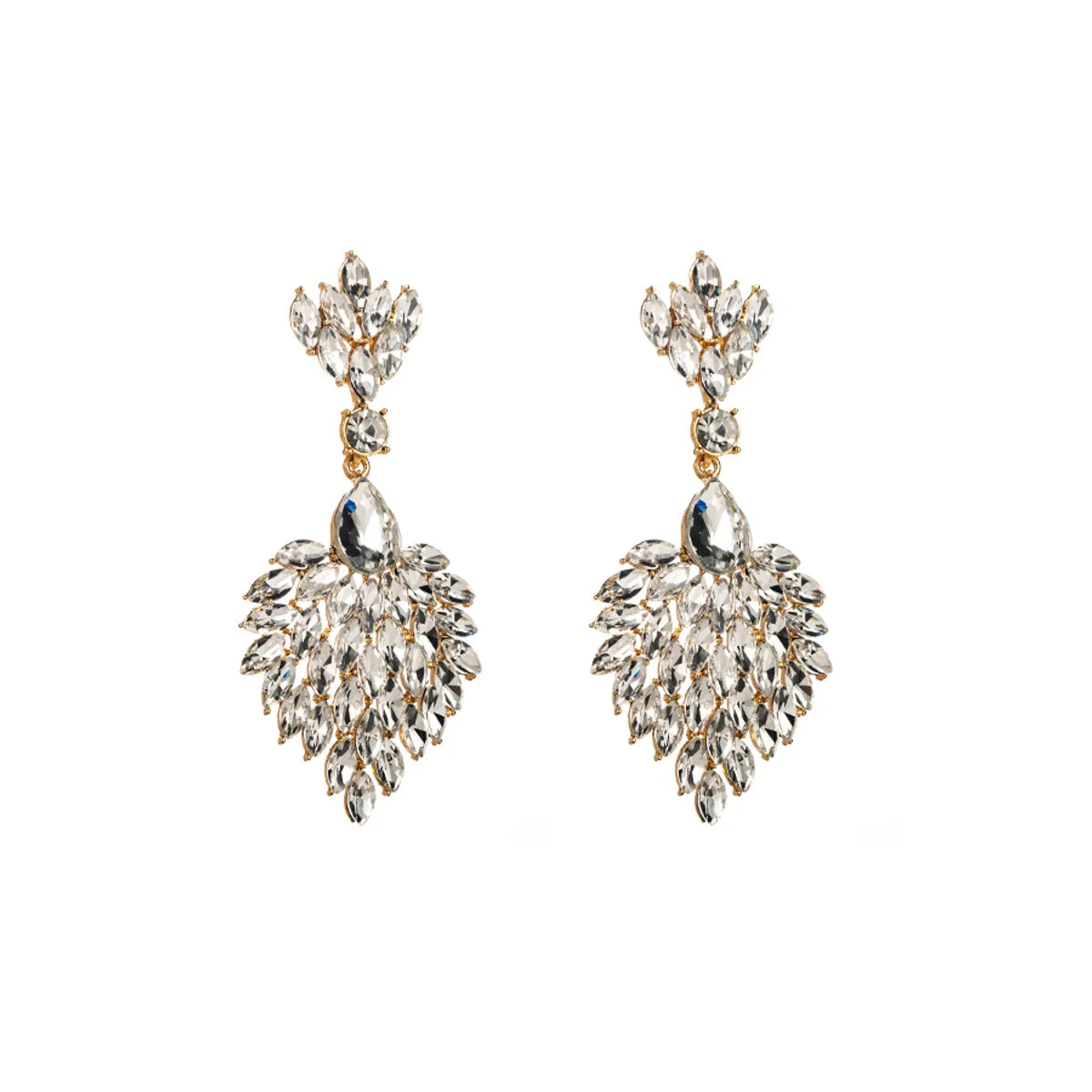 Baroque Style Shiny Water Droplets Alloy Plating Inlay Rhinestones Glass Gold Plated Women'S Drop Earrings