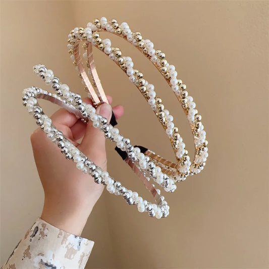 Baroque Style Twist Imitation Pearl Alloy Hair Band