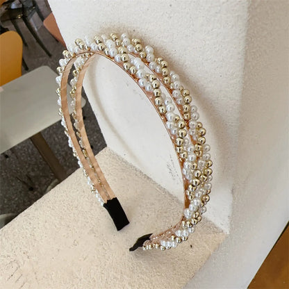 Baroque Style Twist Imitation Pearl Alloy Hair Band