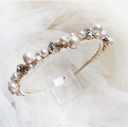 Baroque Style U Shape Alloy Inlay Rhinestones Pearl Hair Band 1 Piece