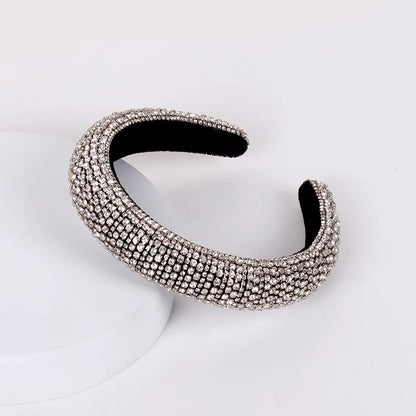 Baroque Style U Shape Sponge Inlay Rhinestones Pearl Hair Band 1 Piece