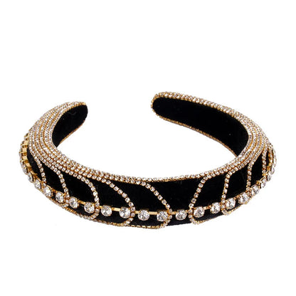 Baroque Style U Shape Sponge Inlay Rhinestones Pearl Hair Band 1 Piece