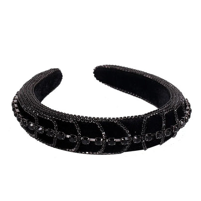 Baroque Style U Shape Sponge Inlay Rhinestones Pearl Hair Band 1 Piece