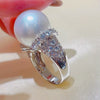 Baroque Vintage Imitation Pearl Ring For Women Copper Inlaid Zircon Geometric Style
