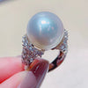 Baroque Vintage Imitation Pearl Ring For Women Copper Inlaid Zircon Geometric Style