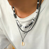 Basic Bohemian Geometric Seed Bead Shell Soft Clay Beaded Men'S Three Layer Necklace