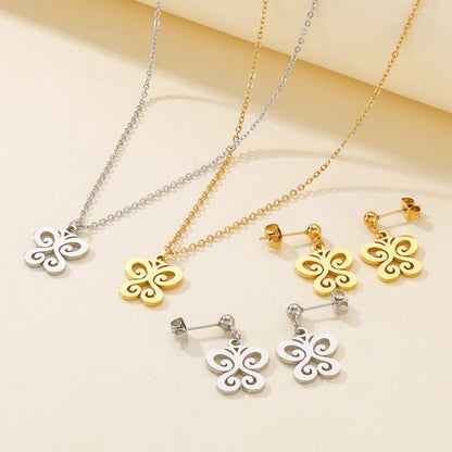 Basic Butterfly Stainless Steel Titanium Steel Plating Earrings Necklace